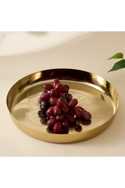 Lifestyle صينية معدنية مزخرفة بتصميم الكركديه - 30×30 سم