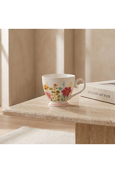 Lifestyle Floral Print New Bone China Mug with Handle - 445 ml