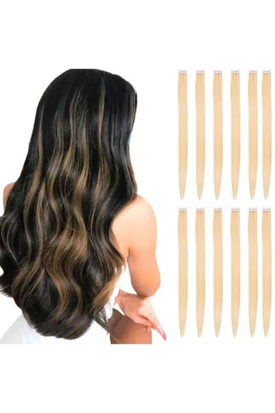 OtherMax Extensii de Păr Clip In Sintetice Set 12 Bucăți Blond 55 cm
