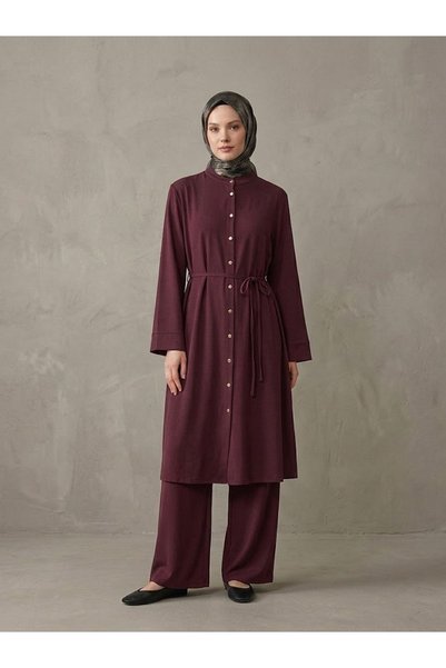 Lunsera Store طقم هاكيم ياكا مع بنطلون - أحمر داكن