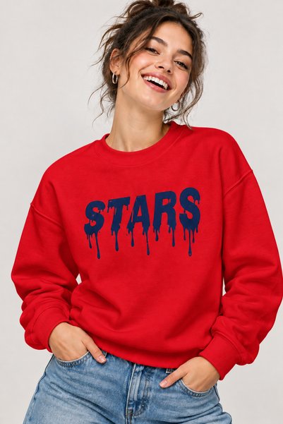 ArtYus Hanorac oversize unisex cu imprimeu cu efect de picături și text cu stele – Hanorac casual cu guler rotund
