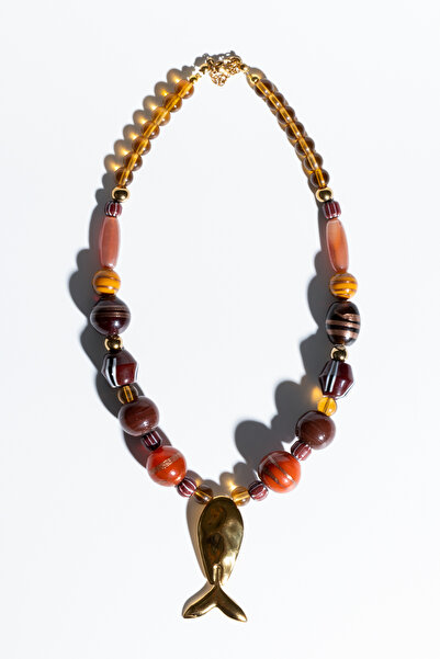 Solia Studio Women's Colorful Bead Necklace with Fish Figure