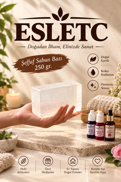 eSLeTc Şeffaf Sabun Bazı Transparan Erit Dök Sabun Bazı 250gr