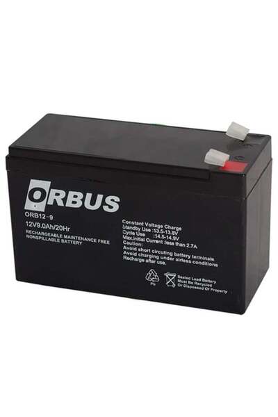 ORBUS ORB12-9 12 Volt 9 Amper Kuru Akü (150x65x90 Mm)
