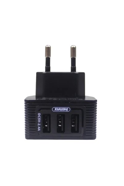 Remax Φορτιστής Kooker Series με 3 θύρες USB 2.4A, σε μαύρο χρώμα (RP-U32)