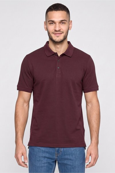 Highlander Men Regular Fit Short Sleeve Solid Polo Shirt, Burgundy