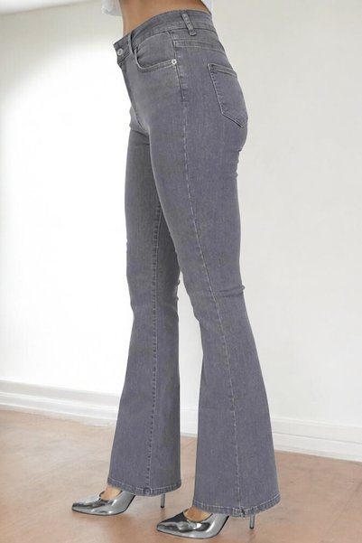 Livik Gray Flexible Lycra Women's Denim Flare Pants