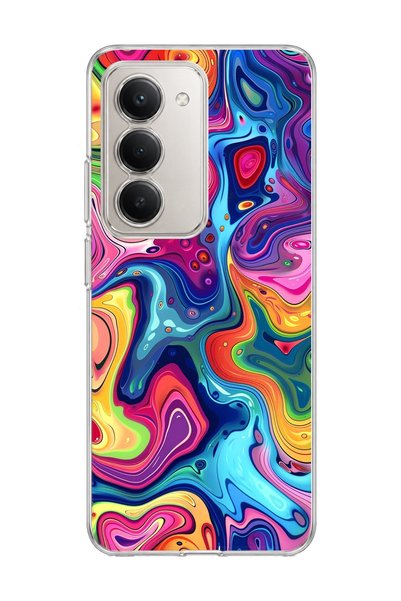 lelia Redmi 15 Compatible Rainbow Fluid Color Printed Transparent Phone Case