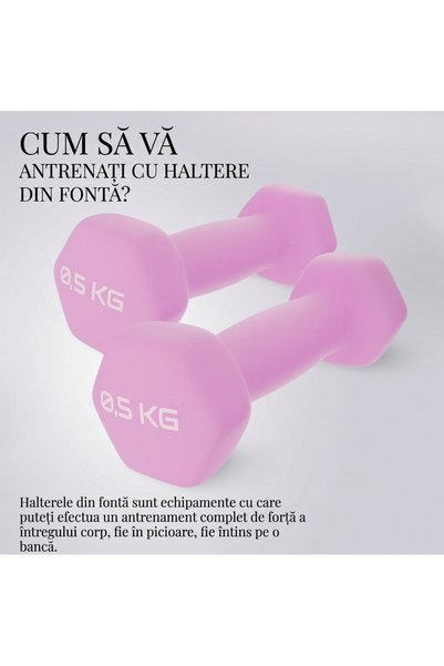 Grandia Set 2 gantere din fontă îmbrăcată, 2 × 0,5 kg, roz