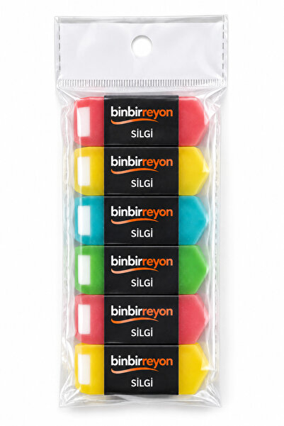 Binbirreyon 6 Pieces Soft Eraser Set with Cutting Corners 52X23X11Mm Vd075