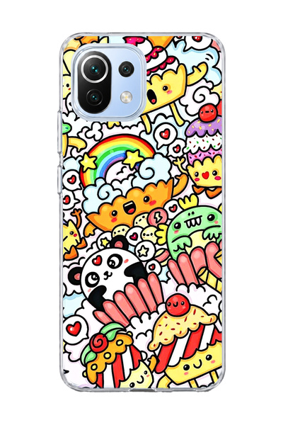 lelia Mi 11 Lite Compatible Cute Panda Rainbow Printed Transparent Phone Case