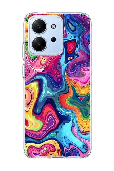 lelia Redmi 15C Compatible Rainbow Fluid Color Printed Transparent Phone Case