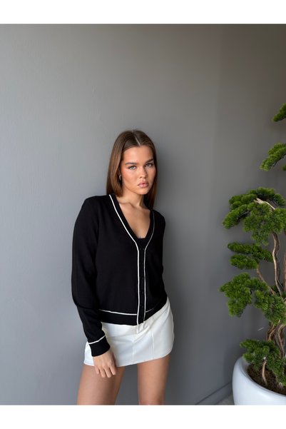 KENZA'A TRİKO Cardigan tricotat cu textură moale și decolteu în V
