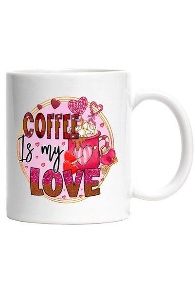 INOVATIX Cana alba personalizata,Coffee is my love,iubire,ceasca cu cafea,fri...