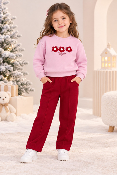 tinytrends Kız Çocuk %100 Pamuk Şardonlu Flowers 2'li Takım