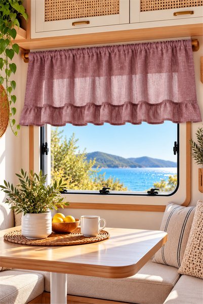 cotton maison Naturel Country Farbela Valans Perde – Büzgülü Country Perde