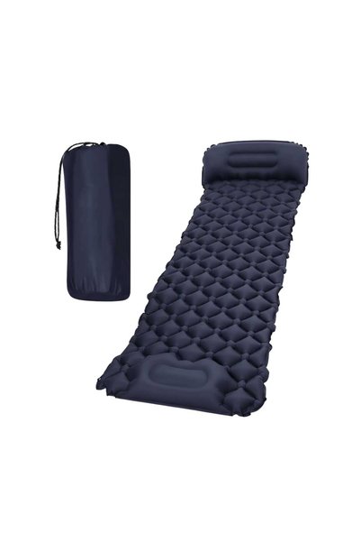 Grandia Inflatable camping mattress with Pillow, 190 × 58 × 5 cm, navy blue
