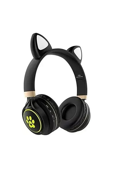 OEM Wireless Headphone Bluetooth Cat Ear T23 σε μαύρο χρώμα