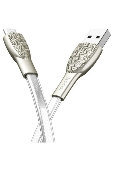 Hoco Επίπεδο καλώδιο USB 2.0 σε micro USB ασημί 1.2μ (U52 Bright)