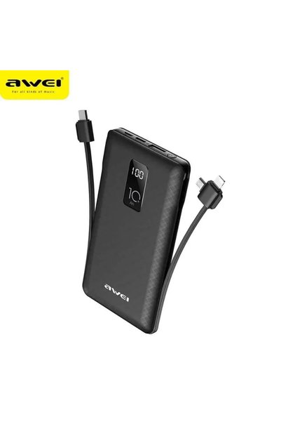 AWEI P8K Adaptive Charge Power Bank 10000 mAh, σε Μαύρο Χρώμα
