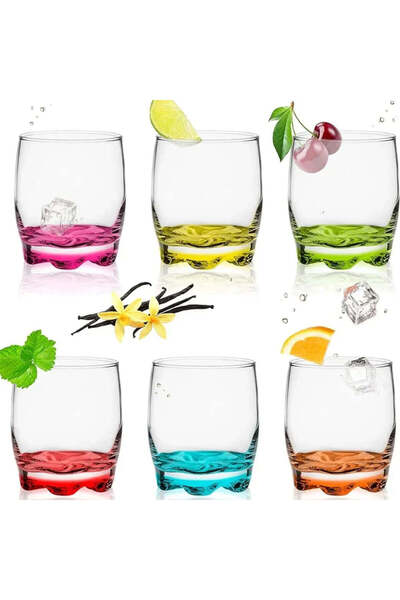 dealshopromania Set de 12 pahare din sticlă colorate în culoarea coralului, 2...