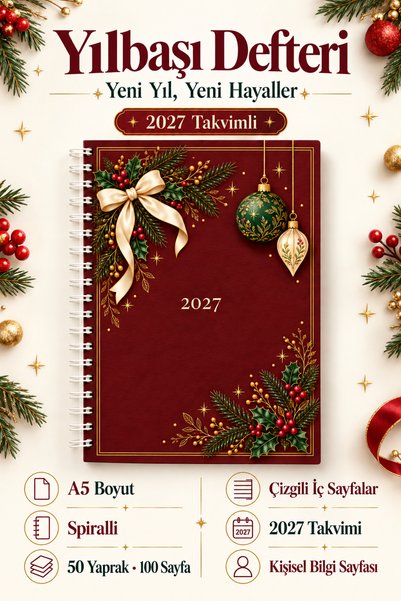 Genel Markalar A5 Spiralli Defter 2027 Takvimli 50 Yaprak 100 Sayfa Çizgili K...