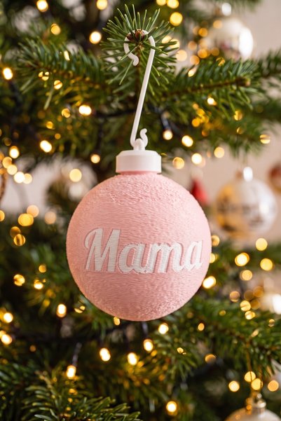 OEM Glob Craciun 3D Personalizat Mama - Sfera Brad Roz Pastel cu Nume Printat