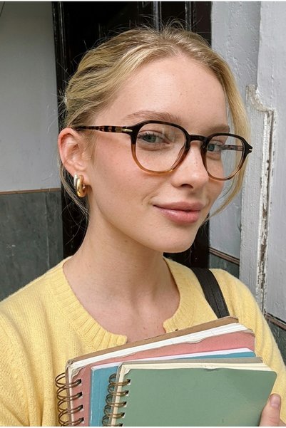 MACERATİ Toscano Unisex Vintage Brown Framed Gold Leopard Detailed Oval Ultra Light Blue Block Blue Light Filter Screen Glasses