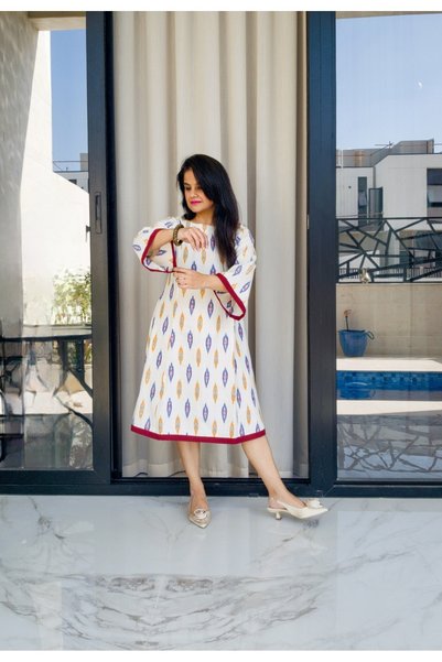 desichic Off White Ikat Short Dress