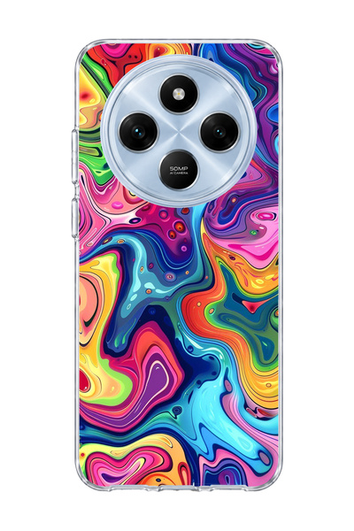 lelia Redmi 14C Compatible Rainbow Fluid Color Printed Transparent Phone Case