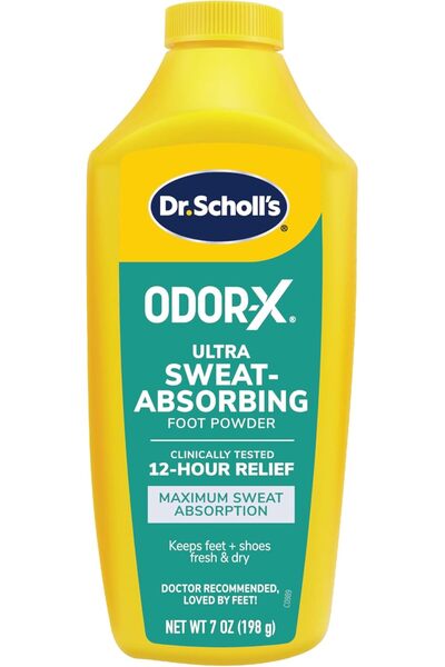 Dr. Scholl's مسحوق أودور-إكس لامتصاص العرق للقدمين، 7 أونصة (عبوة واحدة)