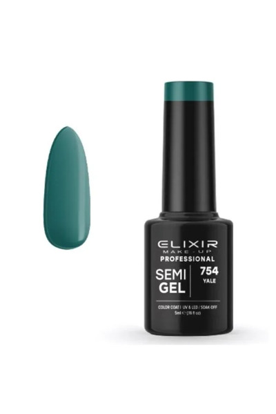 Elixir Professional Semi Gel Ημιμόνιμο Βερνίκι Νυχιών 754 Yale Βεραμάν Γκρι 5ml