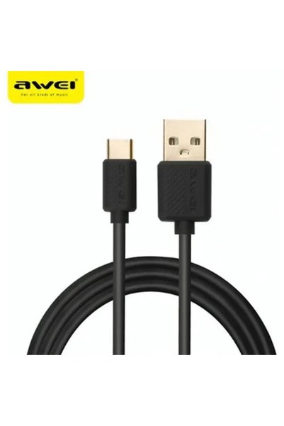 AWEI Κανονικό καλώδιο USB 2.0 USB-C αρσενικό - USB-A αρσενικό μαύρο 1μ (CL-89)
