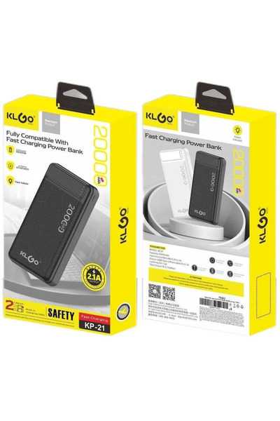 OEM KLGO KP-21 Power Bank 20000mAh με 2 θύρες USB-A σε λευκό χρώμα