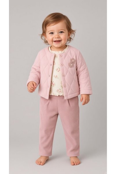 Baray Baby Girl Quilted Coat and Shirt Set Bbr-5251
