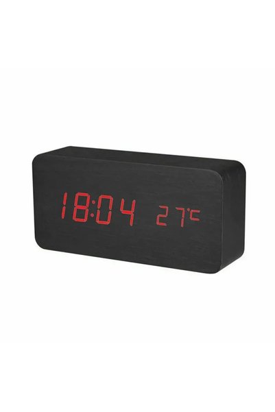 OEM Ξυλινο Ψηφιακο Ρολοι Wooden Clock Μαυρο