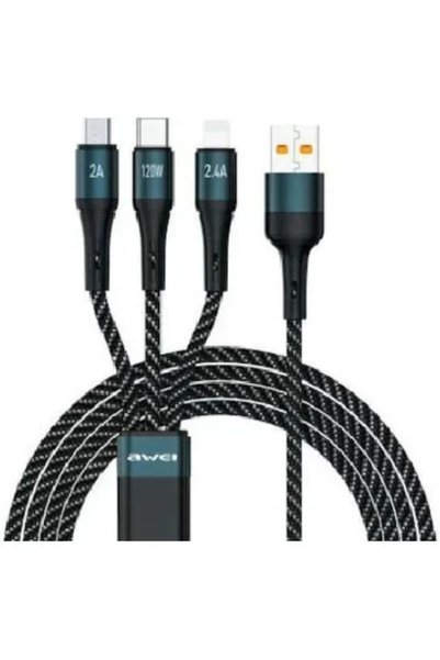 AWEI CL-972 120W 3 σε1 καλώδιο γρήγορης φόρτισης 1,2 m σε μπλε χρώμα