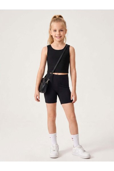 Zekids Girl's Modal Sleeveless Crop Top