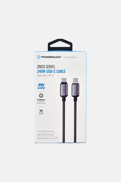 Powerology Zinco 240W USB-C Cable, Grey