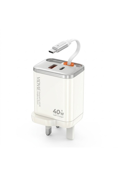 Vidvie XL-PLB127 GaN Retractable Cord Fast Wall Charger, Multi-Port Power Del...