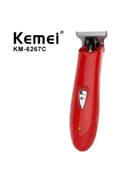 Kemei Επαναφορτιζόμενη κουρευτική μηχανή κόκκινη USB KM-6267C
