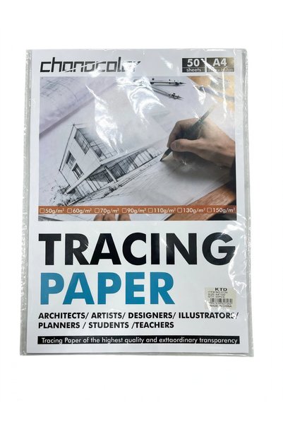 Generic Brand _ورق شفاف Tracing Paper A4 - 50 ورقة - للهندسة والمعمار والرسم ...