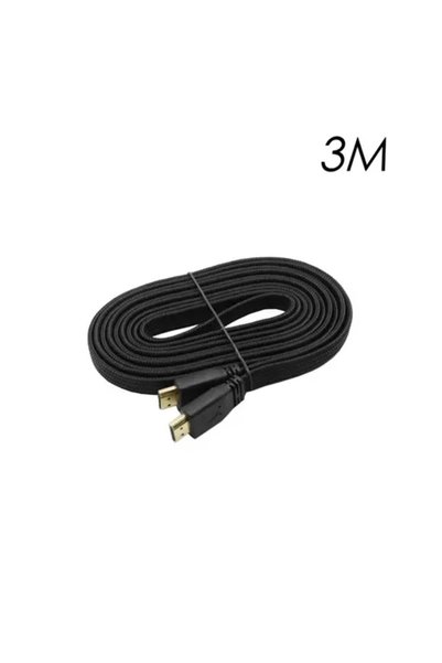 OEM Καλώδιο HDMI 3m V2.0 4K UHD 3D Flat, Braided YWX-4K-3 σε μαύρο χρώμα