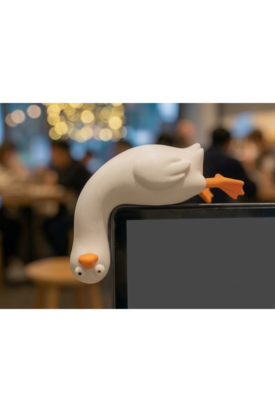 3D Kaz Monitör Üstü Figür – Goose Monitor Buddy – Sevimli Kaz Dekoru – Bilgisayar Ekranı Üstü Süs – Baskı