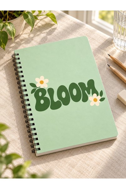 NOLA STORE دفتر ملاحظات BLOOM معدني حلزوني الشكل بيضاوي الشكل بلون عاجي مقاس ...
