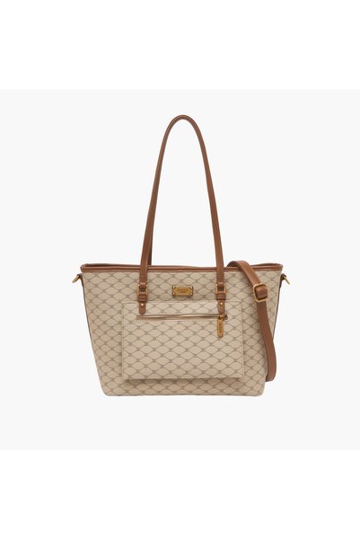 Bessie London Monogram Print Tote Bag with Detachable Strap