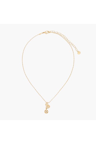 Lifestyle Gold Tone Necklace with Cubic Zirconia Pendant