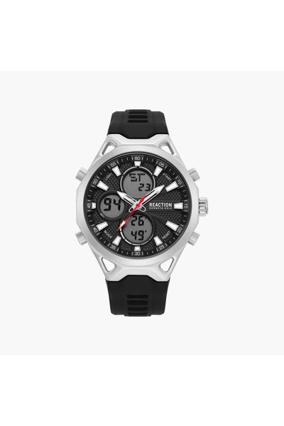 Kenneth Cole ساعة رجالية سوداء مستديرة مقاس 45 ملم تناظرية/رقمية |   KRWGP010...