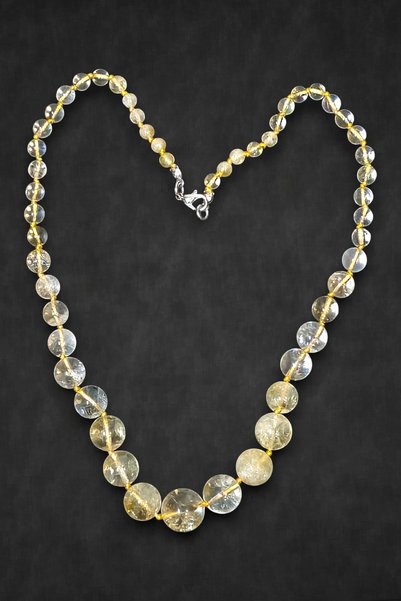 Pozitif Doğal Taş Light Color Natural Citrine Necklace - Handcrafted Strained Design 312-2