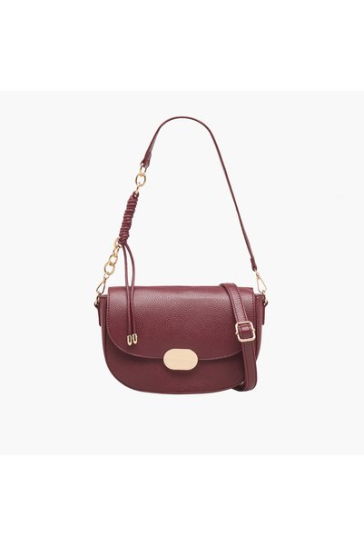 Adore Textured Crossbody Bag with Button Closure